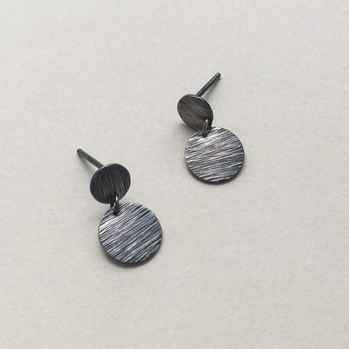 Water Drop Mini Silver Earrings (Patina)