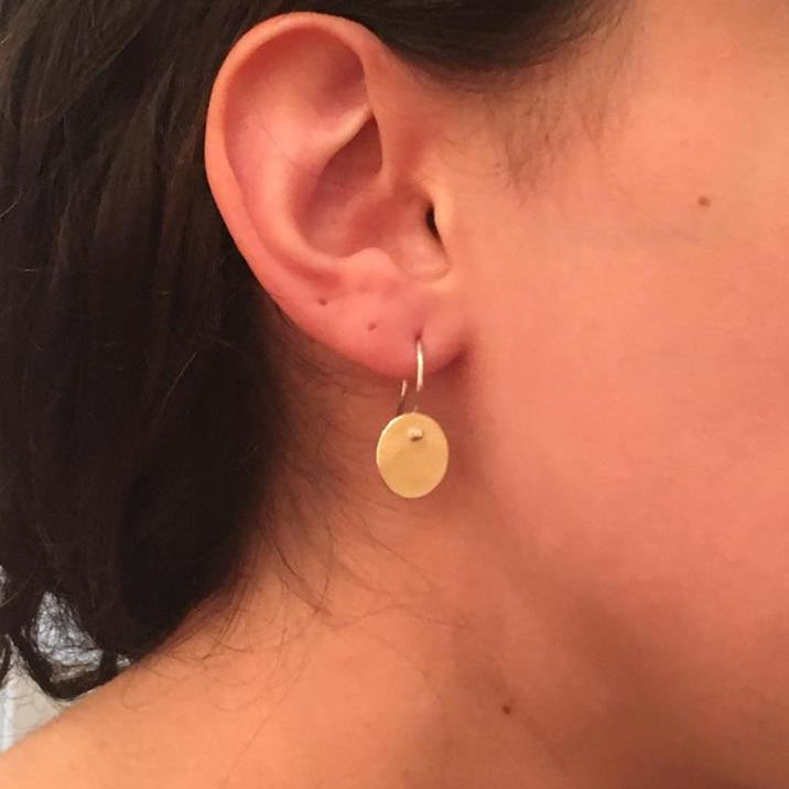 Abstract Gold Oval Hook Earrings