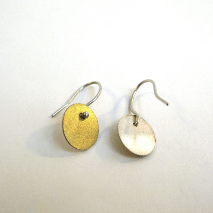 Abstract Gold Oval Hook Earrings