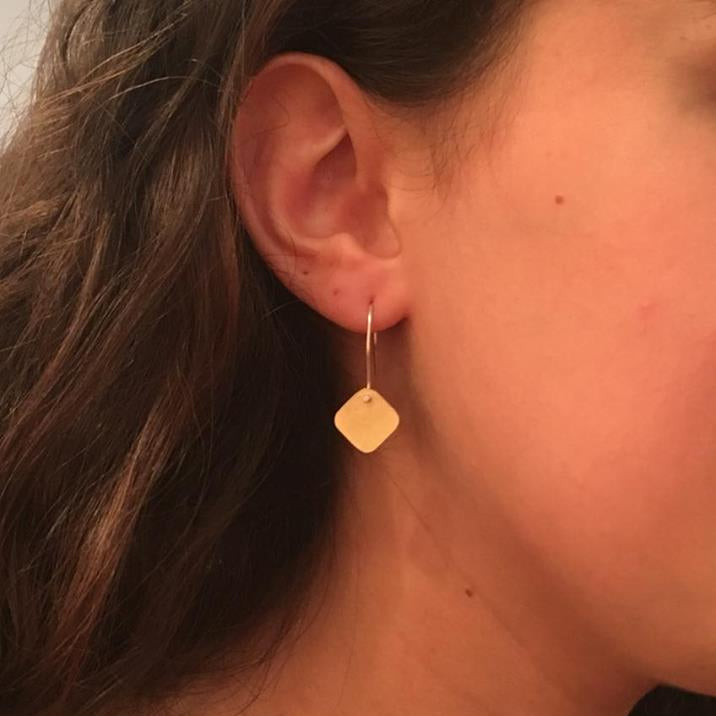 Abstract Gold Square Hook Earrings