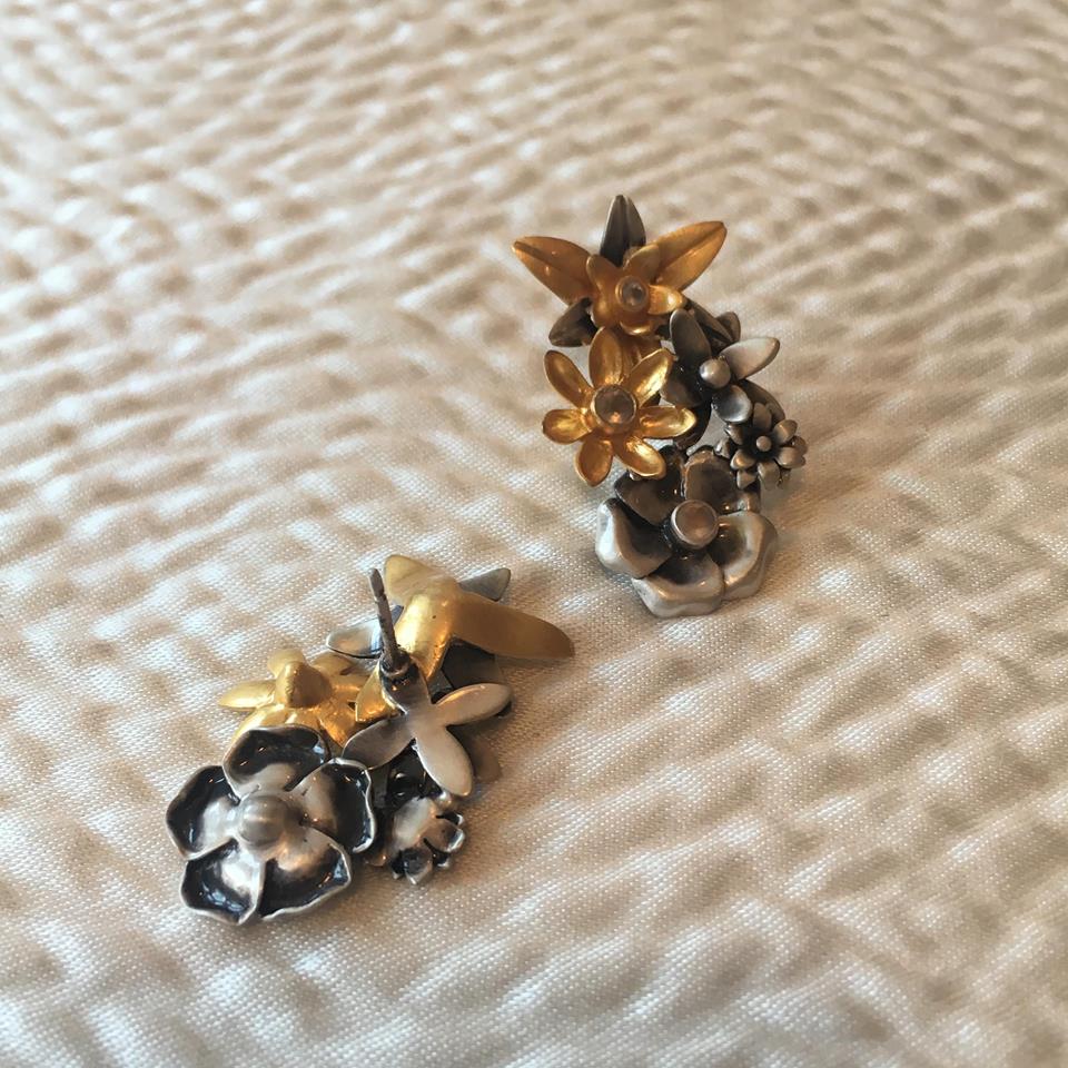 Bouquet 2-Gold, 3-Silver Flower Stud Earrings