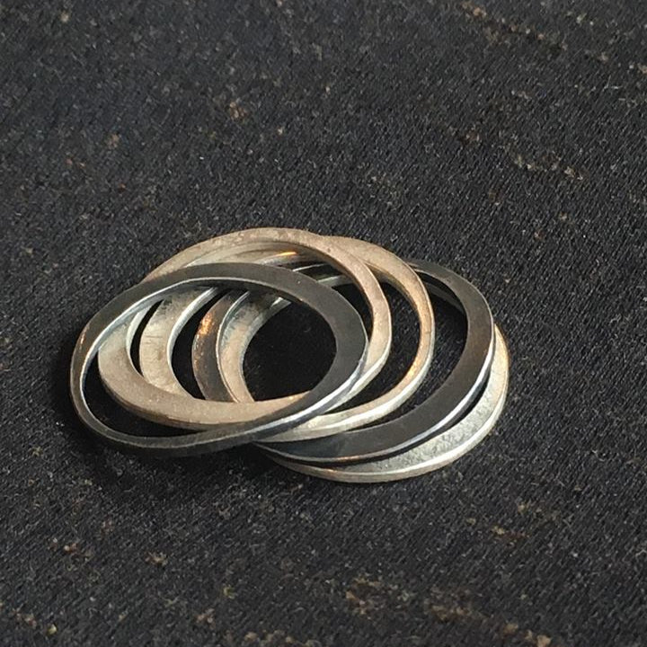 Class 5-Stack Ring: 3 Silver, 2 Patina