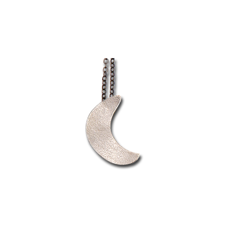 Crescent Moon Silver Pendant Necklace