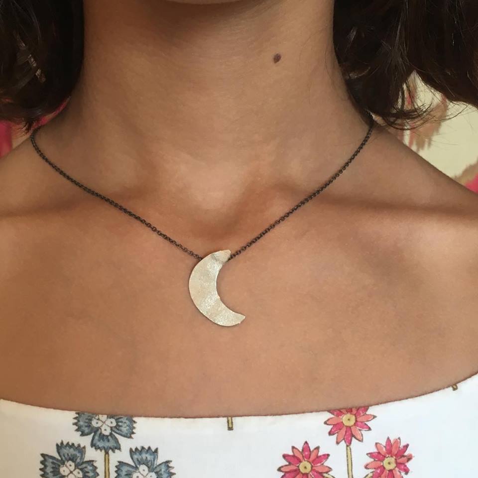 Crescent Moon Silver Pendant Necklace