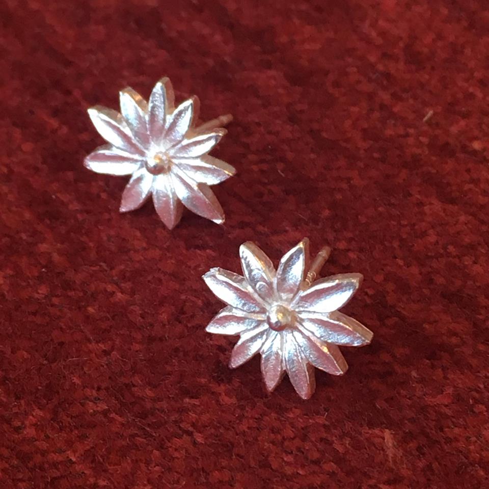 Dahlia Mini Silver Earrings