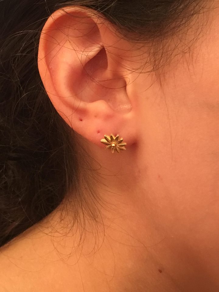 Dahlia Mini Gold Earrings