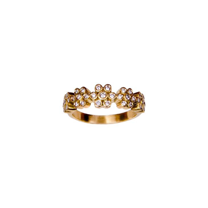 Daisy Half Diamond Gold Ring