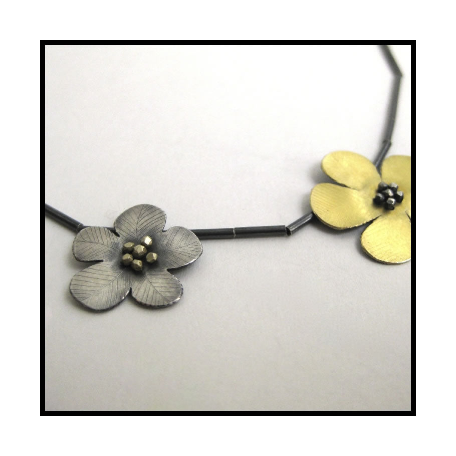 Daniel Flower 3 Flower (2 Silver, 1 Gold) Necklace