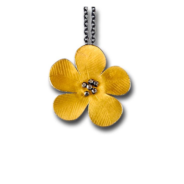 Daniel Flower Gold Pendant Necklace