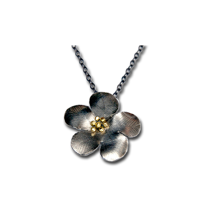 Daniel Flower Silver Pendant Necklace