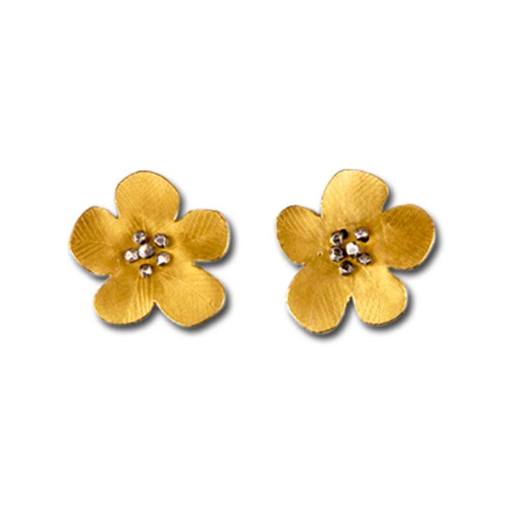 Daniel Flower Gold Stud Earrings