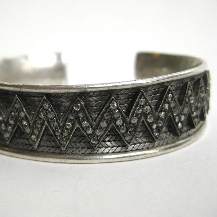 Diamond Silver Zigzag Large Cuff