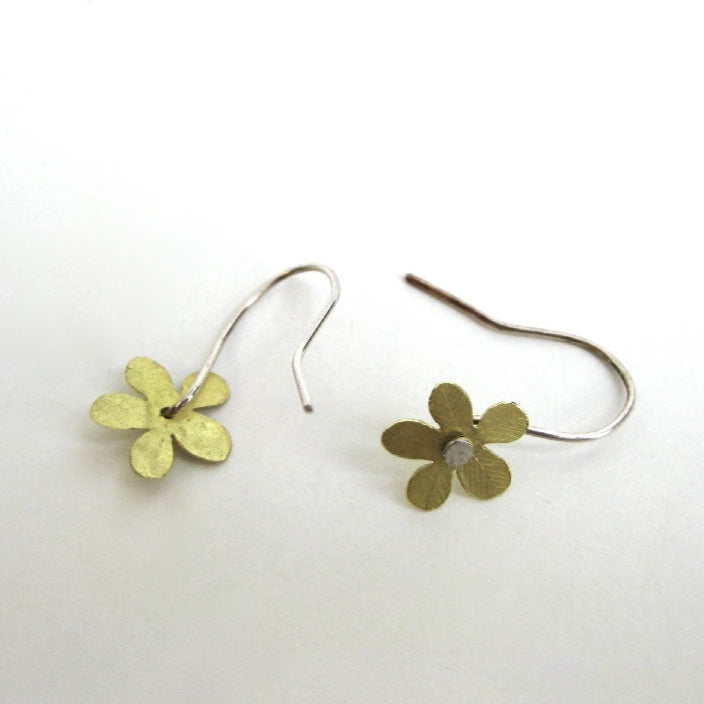 Flat Flower Gold Hook Rounded Earrings