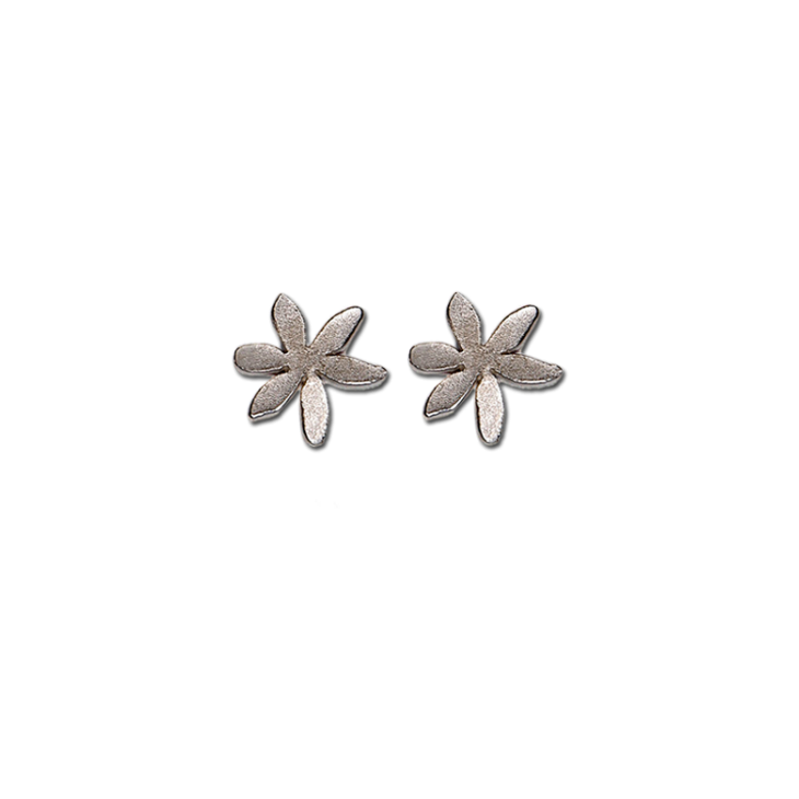 Flat Flower Silver Medium Earrings