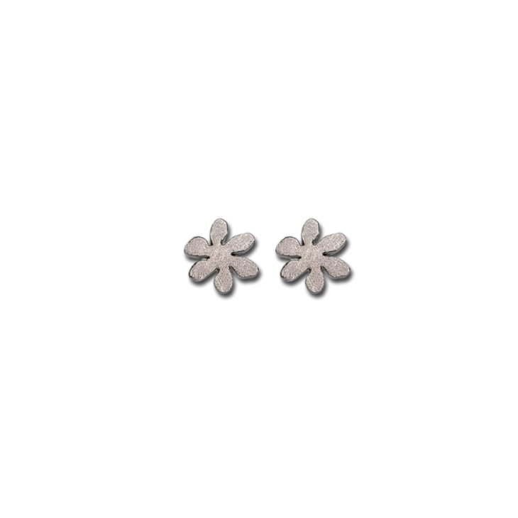 Flat Flower Silver Small Rounded Earrings