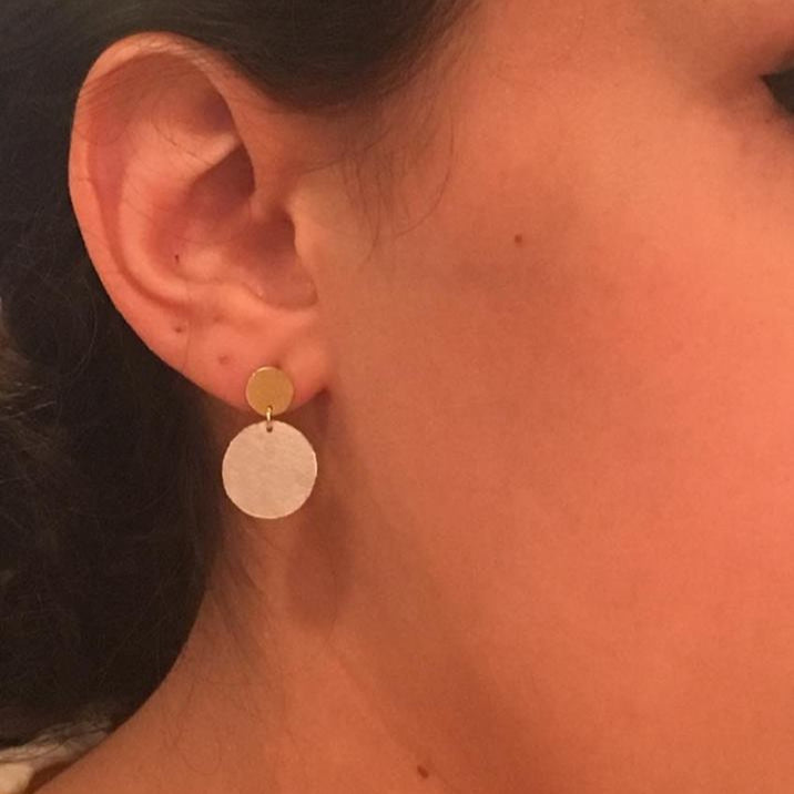 Flat Paper Drop Gold Large Earrings