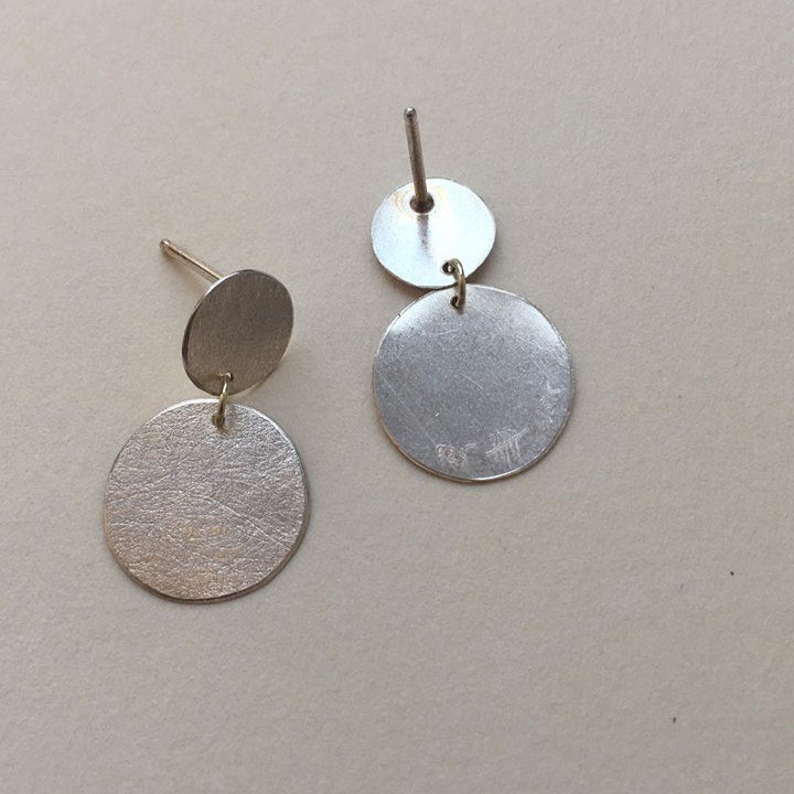 Flat Paper Drop Silver Large Earrings