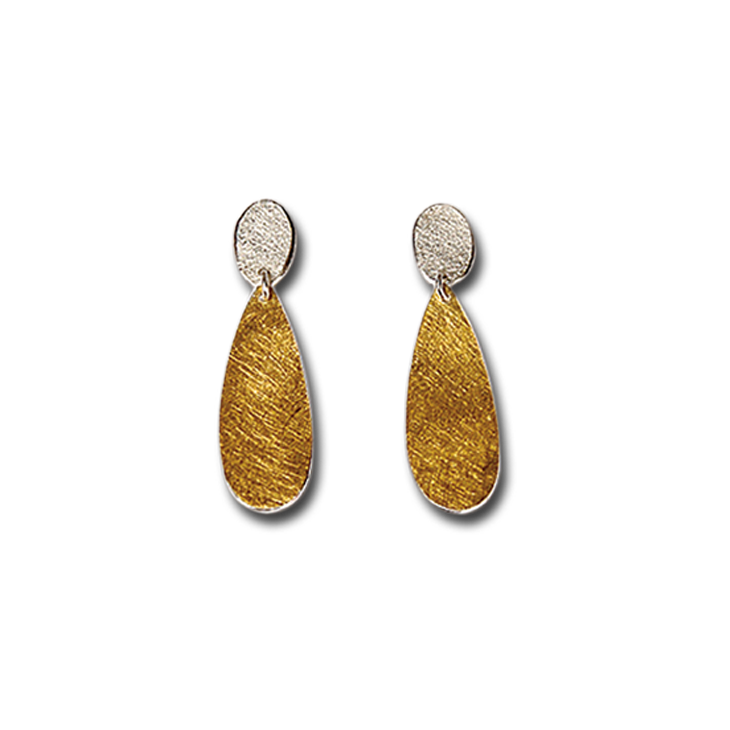 Flat Paper Gold Teardrop Earrings