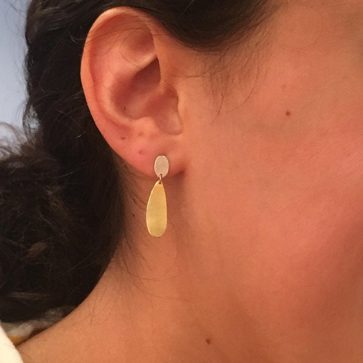 Flat Paper Gold Teardrop Earrings