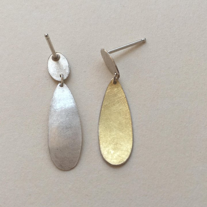 Flat Paper Gold Teardrop Earrings