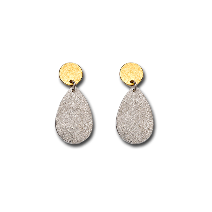 Flat Paper Silver Teardrop Earrings