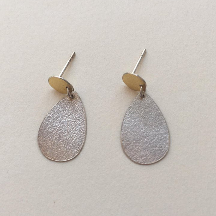 Flat Paper Silver Teardrop Earrings