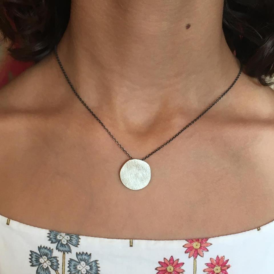 Full Moon Silver Pendant Necklace