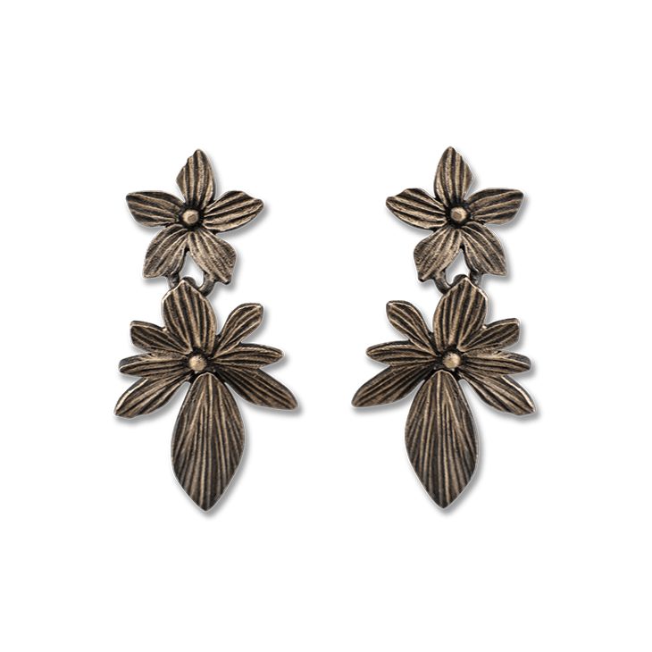 Hyacinth Double Drop Cluster Earrings (Patina)