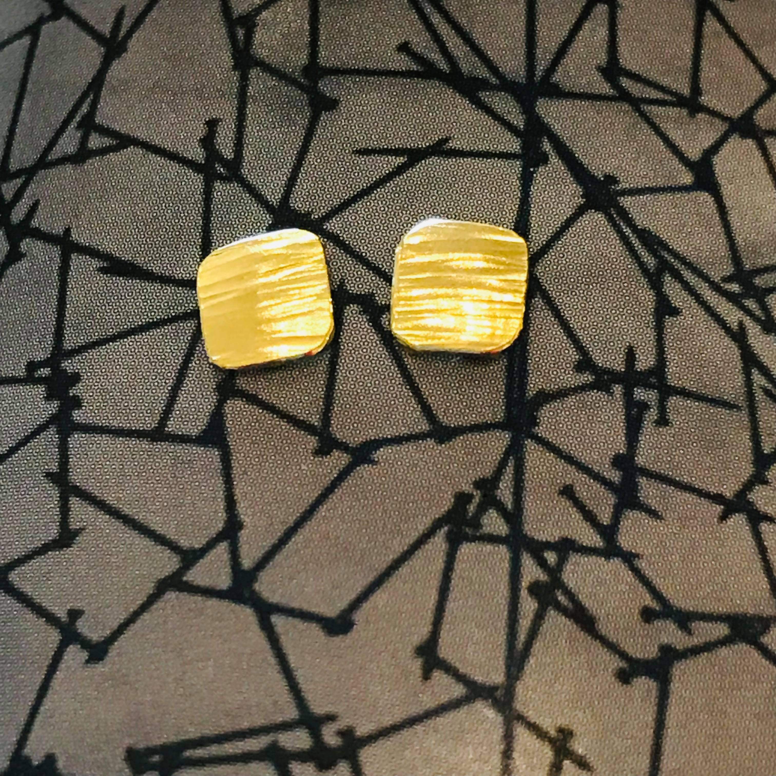 Water Square Gold Small Earrings