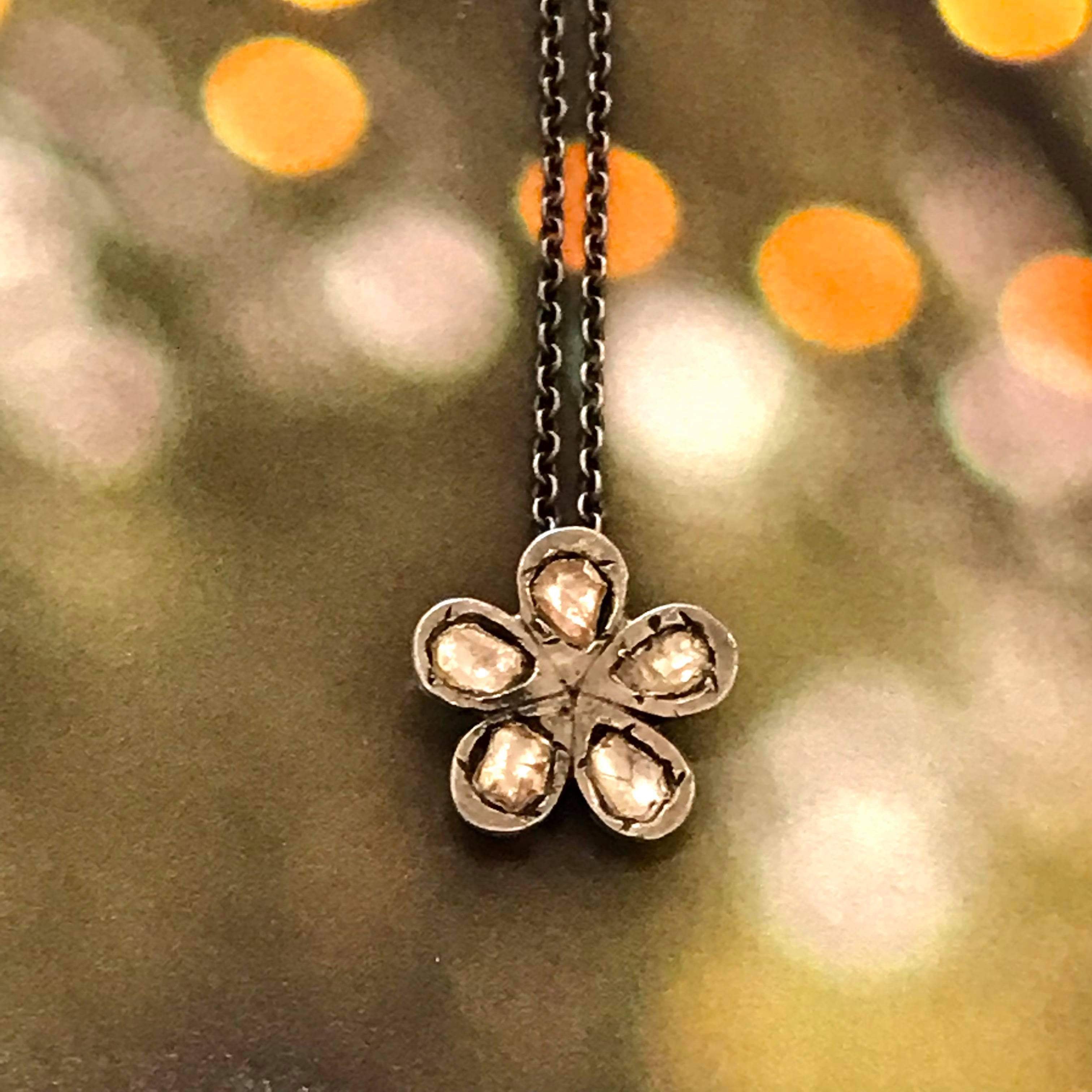 Rosa 5 Petal Diamond Pendant