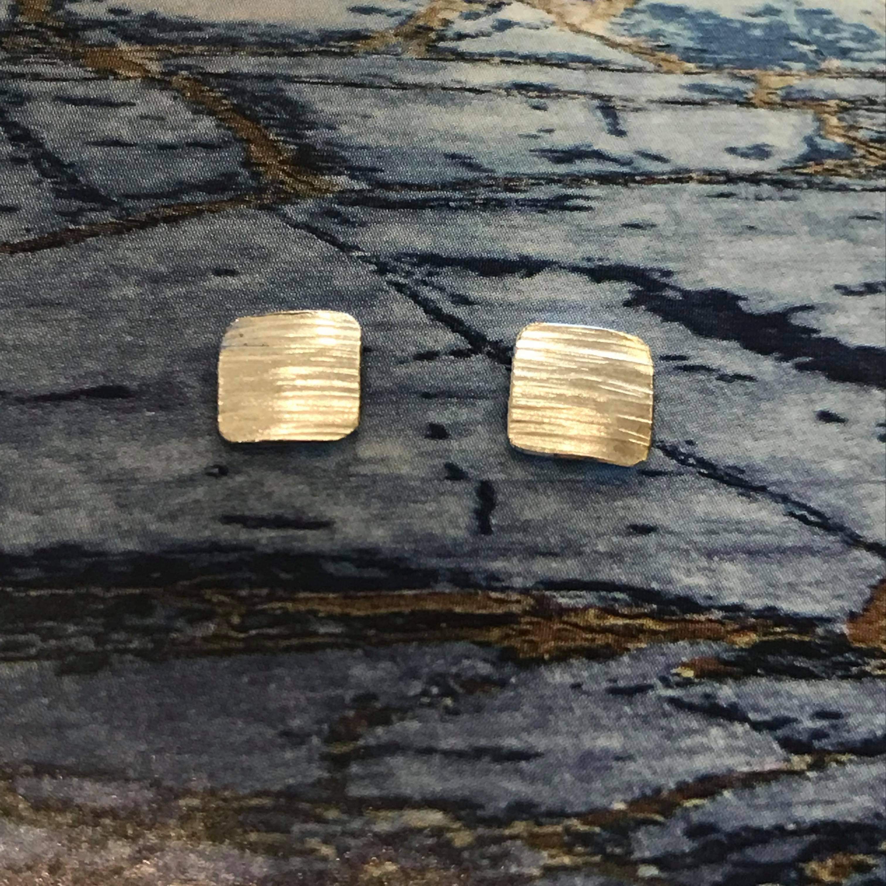 Water Square Silver Large Earrings