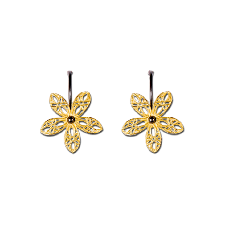 Lace Flower Gold Hook Earrings