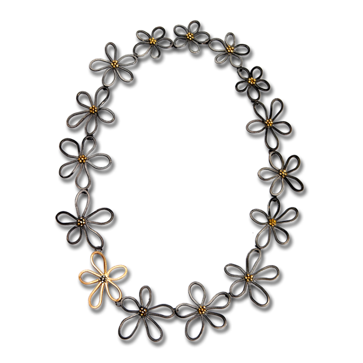 Limned 1-Gold Flower Large Necklace