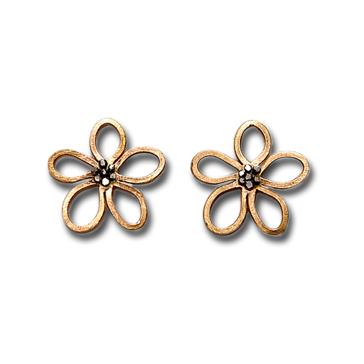 Limned Flower Gold Earrings