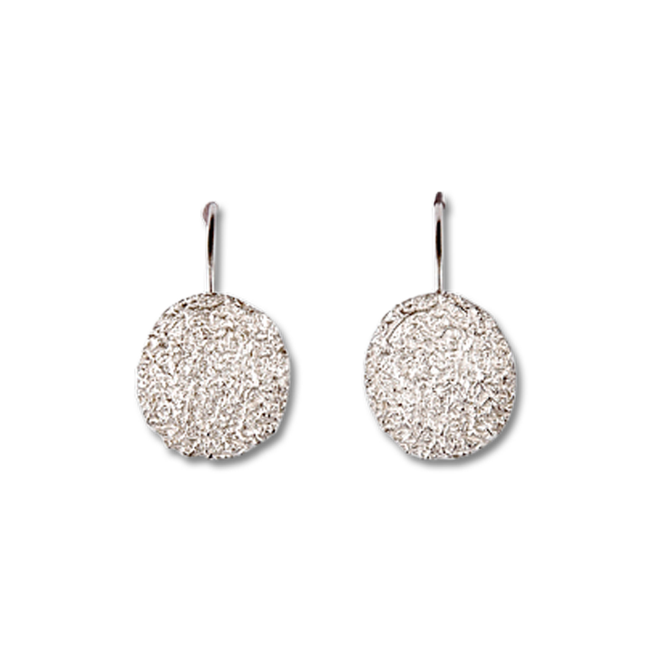 Loofah Silver Fixed Hook Earrings