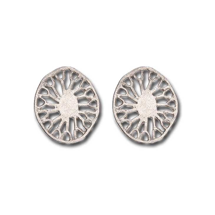 Lotuspad Silver Stud Earrings