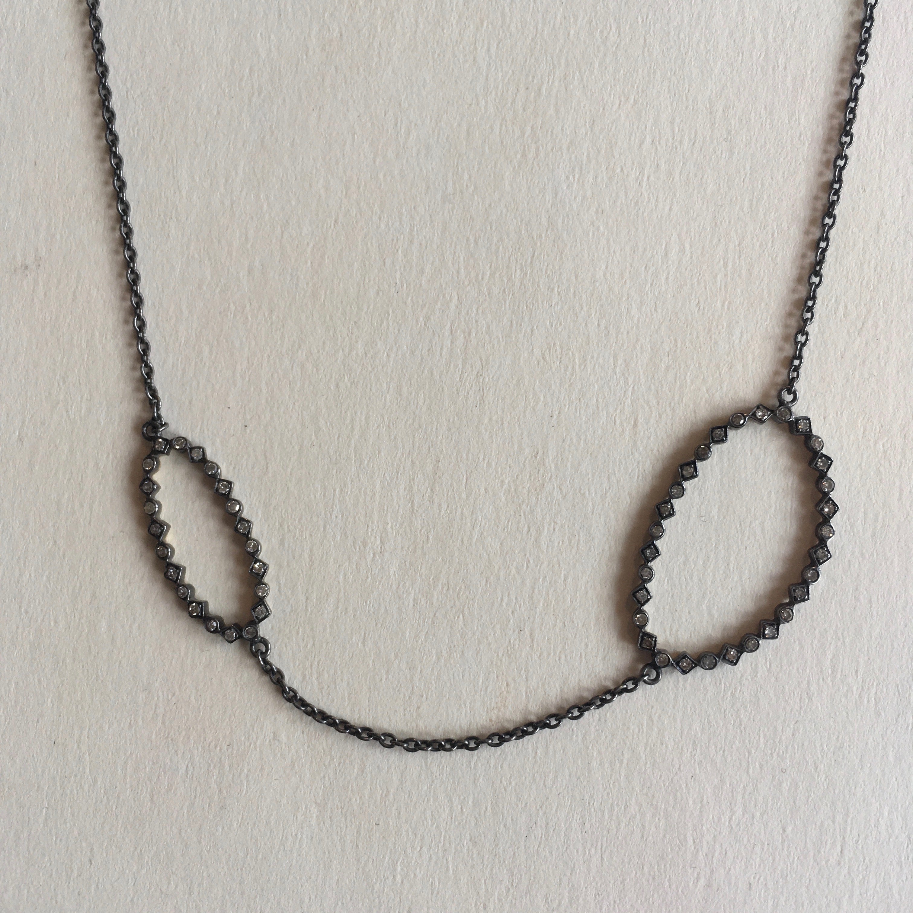 Lucie 2- Leaf Diamond Necklace