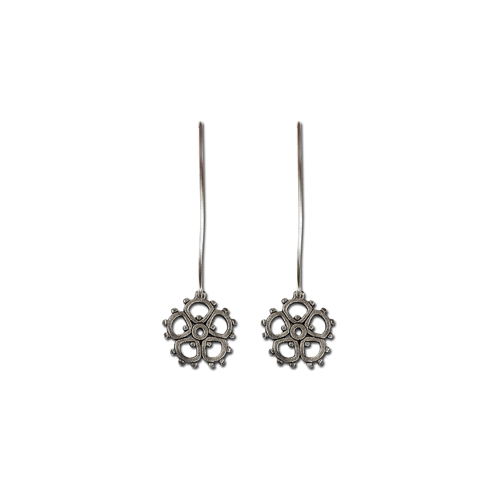 Madeline Small Flower Swing Hook Earrings (Patina)