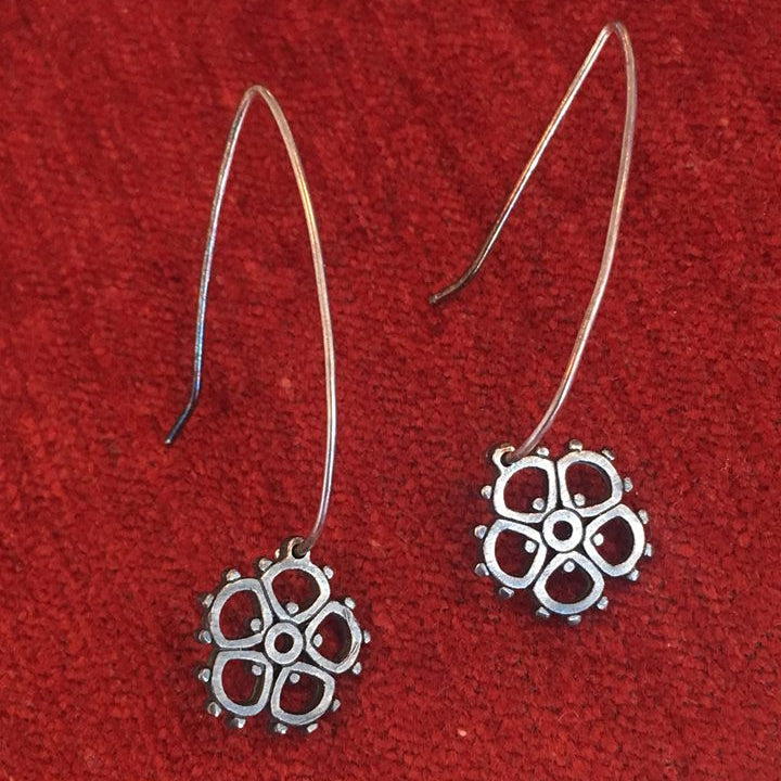 Madeline Small Flower Swing Hook Earrings (Patina)