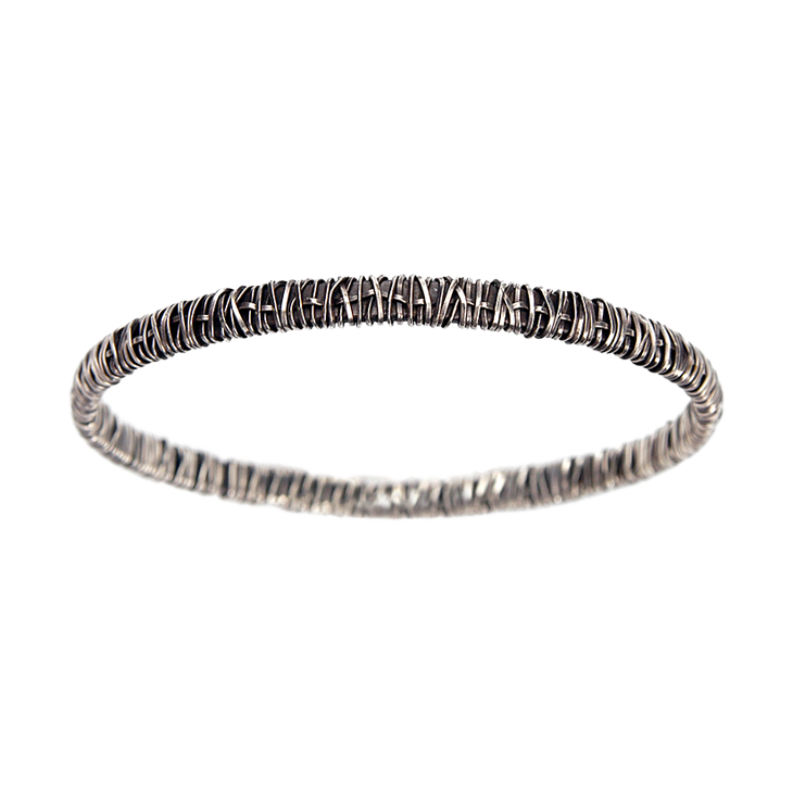 PH Wire Wrap Silver Bangle (Round)