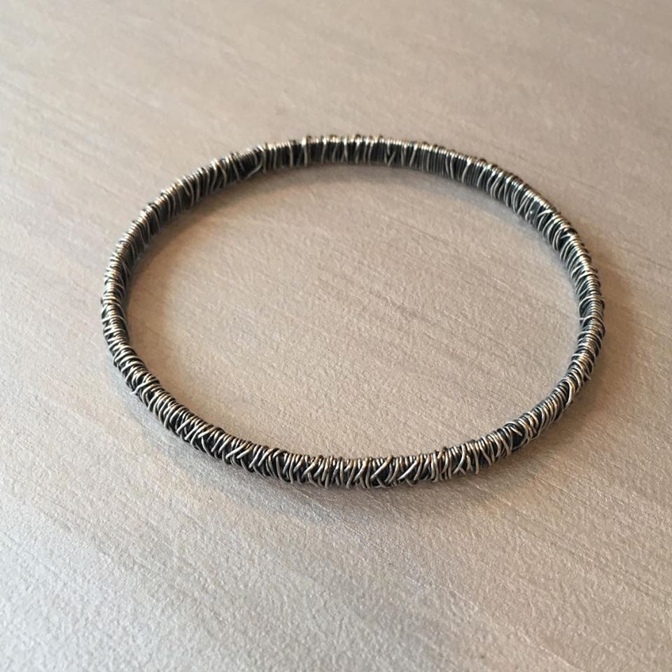 PH Wire Wrap Silver Bangle (Round)