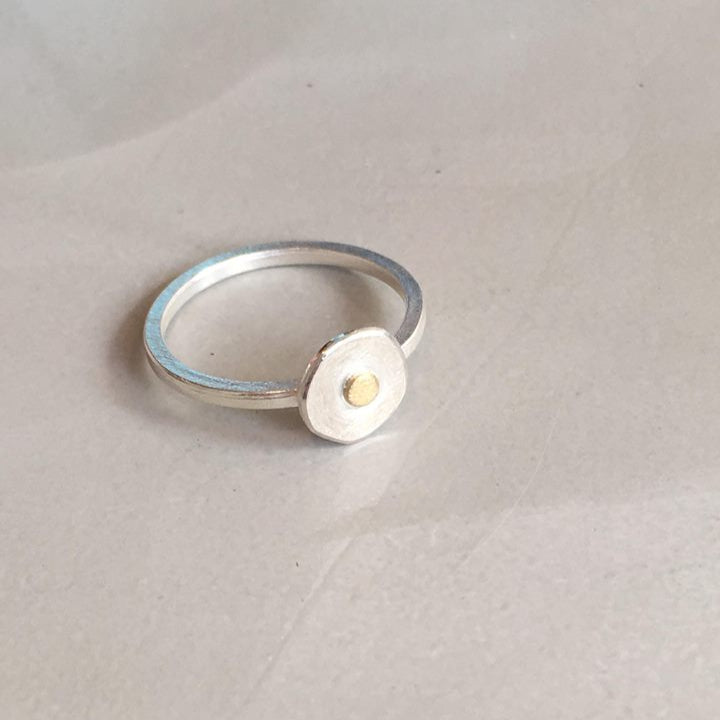 Paper Silver Gold-Dot Ring