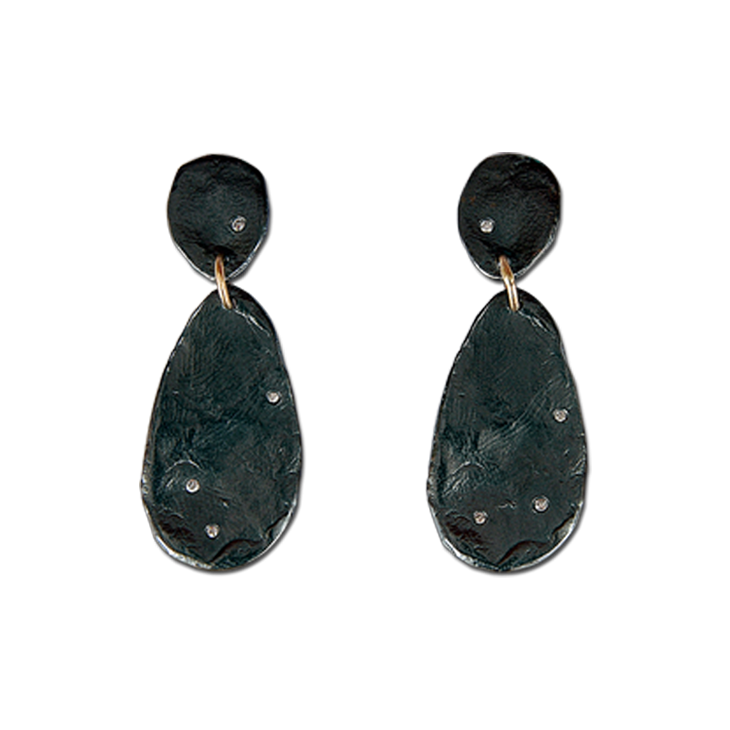 Parchment Medium Diamond Teardrop Earrings Patina