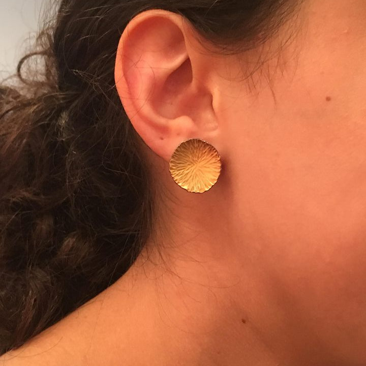 Peacock Extra Large Gold Stud Earring