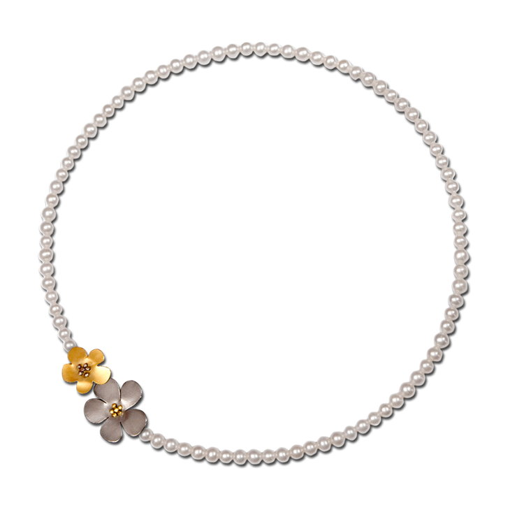 Pearl Daniel Flower Gold-Silver Necklace