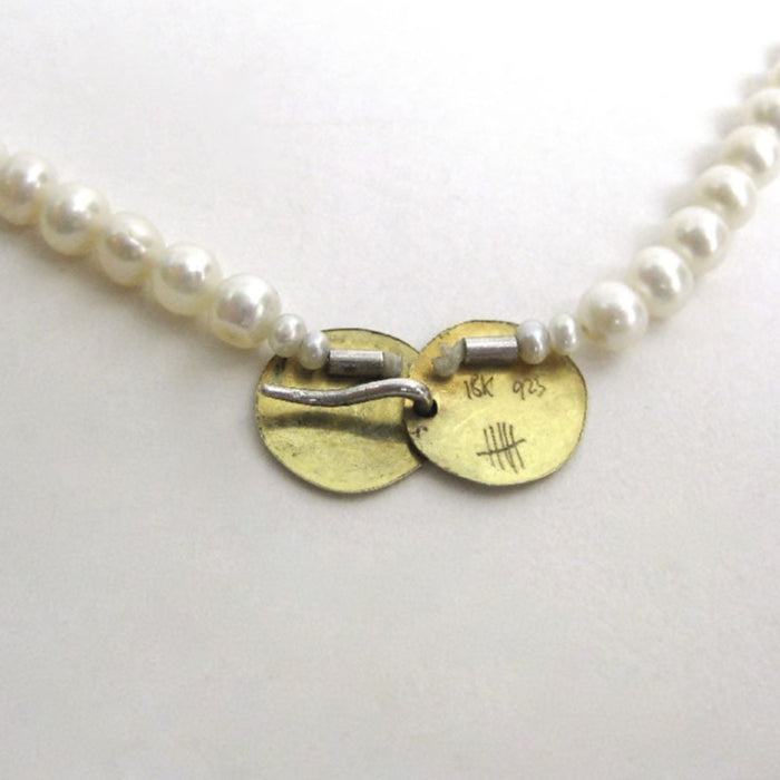 Pearls Double Disc Gold Necklace