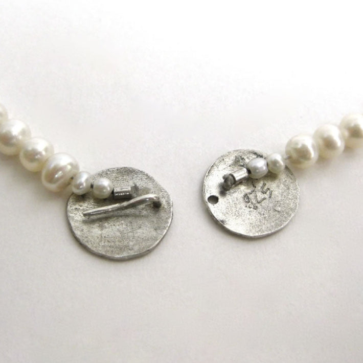 Pearls Double Disc Silver Necklace