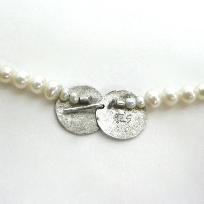 Pearls Double Disc Silver Necklace