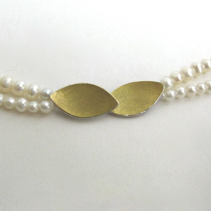 Pearls Double Leaf Gold 2-Strand Necklace