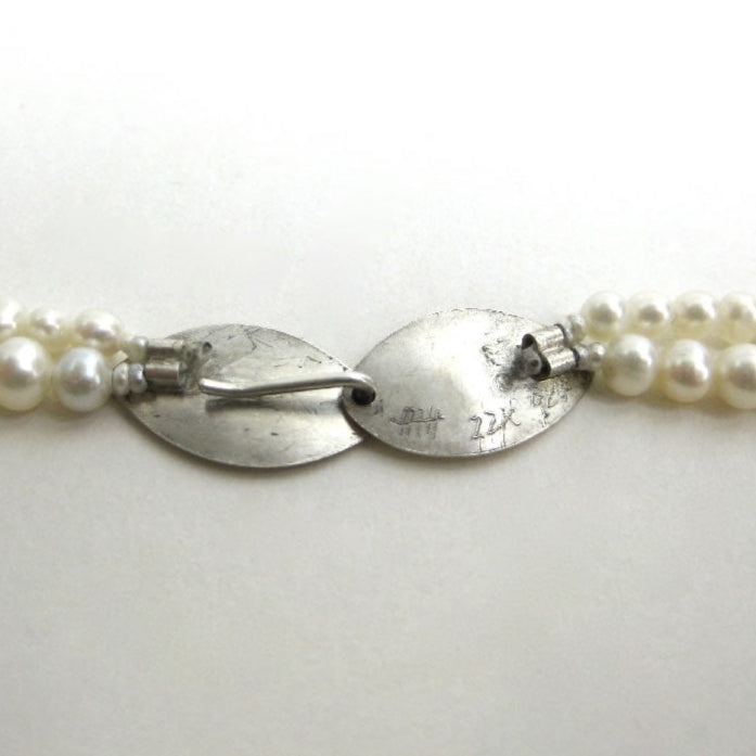 Pearls Double Leaf Silver 2-Strand Necklace